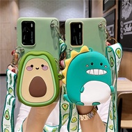 Huawei Mate 20 20X 20Pro Nova 5T 4 4E Y9 Prime 2019 Y7 Pro Y7 2019,Y6/Y6S Y5 2019 P10 Plus P10 Lite Honor 10 Lite Dinosaur Avocado Coin Purse Card Holder Wallet Soft Phone case