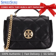 Tory Burch Bag With Gift Paper Bag Crossbody Bag Willa Mini Top Handle Bag Black # 87861