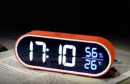 文記 - 電子LED數字 時鐘（14.5厘米）（橘红（椭圆升级温湿度，一键常亮）—送充电线+充电头）#M364003008