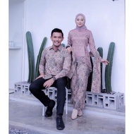 Couple Set Batik Printed Kebaya Brocade Velvet Lace Baju Pasangan Suami Isteri Raya Edition Engageme