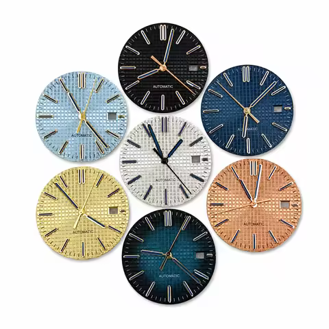 31.8mm Waffle Texture Watch Dial filled Blue No Logo For Seiko AP Royal Oak Eagle NH35 4R35 7S26 Aut