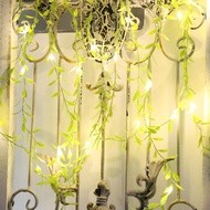 100 LED Willow Leaf Lights Artificial Willow Leaves Curtain Lights Waterproof 8 Modes 9.9 FT Willow 