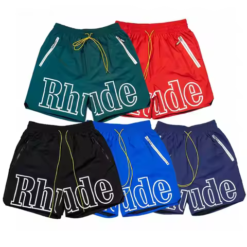 2026 Rhude High Street Trend Casual Shorts Men Woman Letter Print Loose Breathable Light Quick Dryin