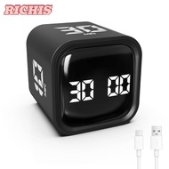 [RICHIS] Digital Cube Timer, Rotation Timing 5/10/30/60min Pomodoro Timer,  Custom Countdown 3 Volum