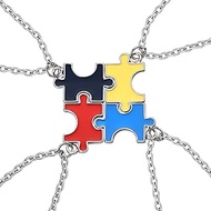 Best Friend Friendship Necklaces for 4 Sister Matching Puzzle Necklace for Women Bestie Birthday Gra