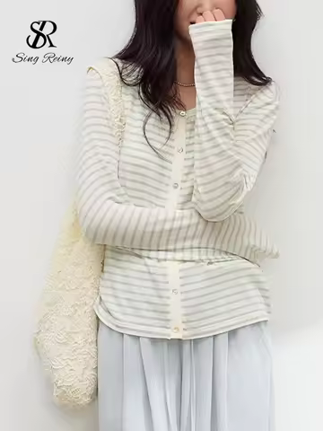 SINGREINY Women's Acetate Linen Cardigan Silk Lyocell Thin Casual Cardigans Spring Autumn Simple Bas