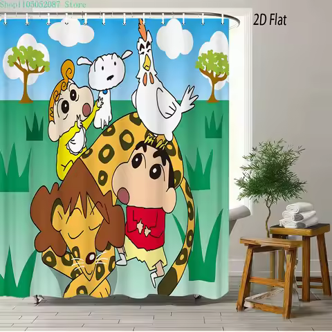 Crayon Shin-chan & Himawari & Shiro & Leopard & Rooster Jungle Adventure Scene 2D Print Waterproof S