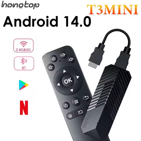 T3MINI Smart TV Stick Android 14.0 Support 4K HD Video 2.4G 5G WIFI Smart TV Stick BT 5.0 1080P Medi