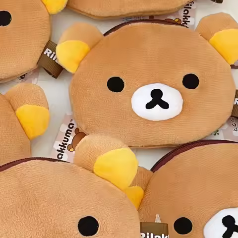 Cartoon Plush Easy Bear Plush Wallet Portable Storage Earphones Fabric Card Wallet Coins Portable Mi