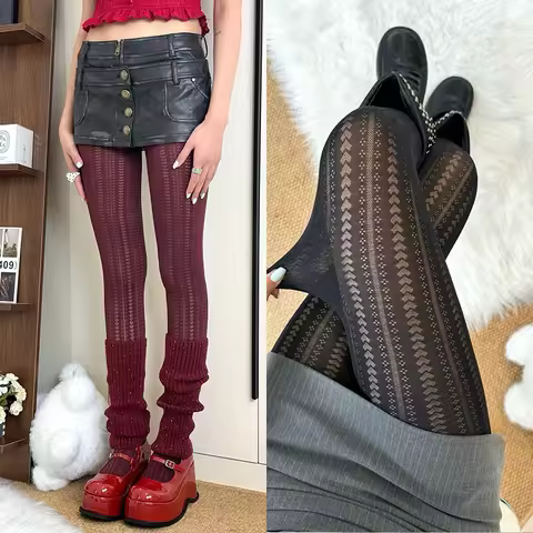 Kave 50D Heart Striped Pantyhose 2025 Autumn Winter Fashion Slim Tights Y2K Girls Lolita Fashion Sto