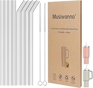 Glass Straws for Stanley Cup 40/30 oz, Pack of 8 Replacement Glass Straws Long 31 cm Diameter 1 cm w