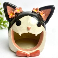 Handmade ceramic lamp burner, incense burner, cute cat
