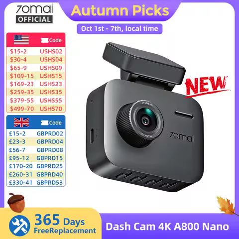 Global Version 70mai Dash Cam A800Nano 4K Image Front Cam HDR Wi-Fi GPS ADAS 24H Parking 70mai A800 