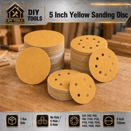 ABRASIVE MALL 5" 125MM 5 INCH YELLOW DRY SAND SANDING DISC VELCRO TAPE P1200 P1500 P2000 SANDPAPER