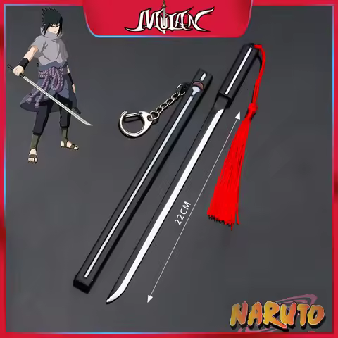 22cm Naruto Weapon Sword of Kusanagi Uchiha Sasuke Katana Metal Keychain Model Normal and Popup Samu