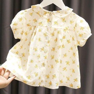 Baby Girl Thin Baby Baby Shirt Girl Summer Girl Fresh Floral Shirt Top Girl Short-Sleeved Top Childr