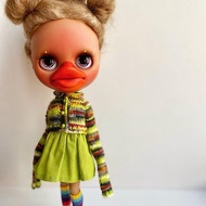 Duck Blythe Doll Custom Blythe doll Ooak Blythe with Sculpted