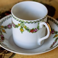 新藝術花卉花環濃縮咖啡杯 - 西洋古董