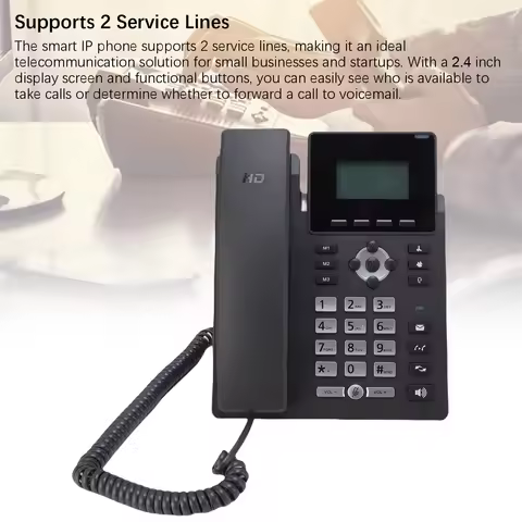 IP Phone VoIP Business Phone Accounts 2.4 Inch Color Display Dual Port Gigabit Ethernet Desktop Busi