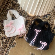 KNITARIAN - Esther Coquette Bag - Coquette Knitted Bag - Ribbon Knitted Bag - Coquette Bag