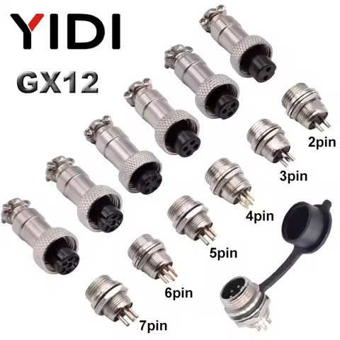 5 Sets GX12 Aviation Electrical Connector 2 3 4 5 6 7 Pin L88-93 Male Female Circular Air Socket Plu