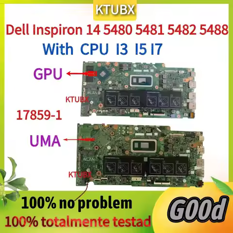 17859-1.For Dell Inspiron 14 5480 5481 5482 5488 Laptop Motherboard, i3 i5 i7 8th generation CPU GPU