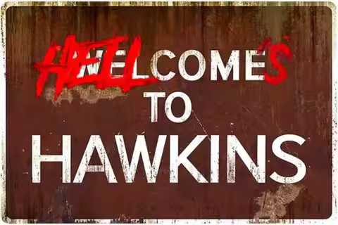 Flinelife Welcome to hawkins,Hell comes to hawkins sign,12 x 8, Stranger wall... sign
