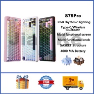 AULA S75 Pro Wireless Mechanical Keyboard 75% Hot swappable RGB GASKET Custom Gaming Keyboard With S