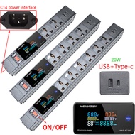 C14 input power distribution unit PDU power strip universal socket+Type-c USB Port, 2-13 Ways Socket