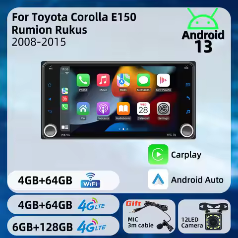 2Din Head Unit Radio for Toyota Corolla E150 Rumion Rukus 2008-2015 Carplay Android Auto Android Car