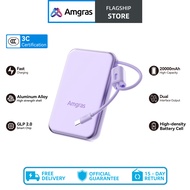 Amgras PowerMeta 845 3C Certification PowerBank 20000mAh Large Capacity 22.5W Fast Charging Built-in