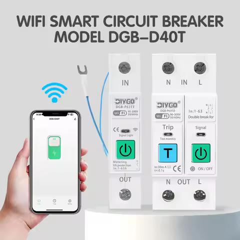 1P/2P TUYA WiFi Smart Circuit Breaker Real-time Timer Energy Voltage Current Meter Protector Voice R