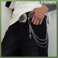 ETERNITY Retro Punk Ro Cross Pants Waist Chain Men Women Jeans Chain Cross Pendant Keychain Jeans Un