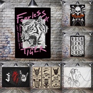 Rock and Roll Flag Banner Music Rock Band Cartoon Home Decoration Wall Art 4 Gromments In Corners 3X