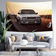 寶馬M3 E30復古老汽車寫真汽車咖啡店鋪裝飾背景墻布海報掛布掛毯