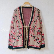 CARDIGAN RAJUT PREMIUM MOTIF BUNGA KANCING PITA WANITA KOREA