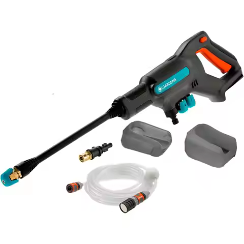Medium-Pressure Washer 24/18V, Grey Anthracite Turquoise Orange, 24 Bar, 5m Hose, OGS Controls & Fil