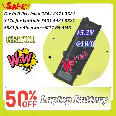 GRT01 15.2V 64Wh Laptop Battery for Dell Precision 3561 3571 3581 3470 for Latitude 5421 5431 5521 5