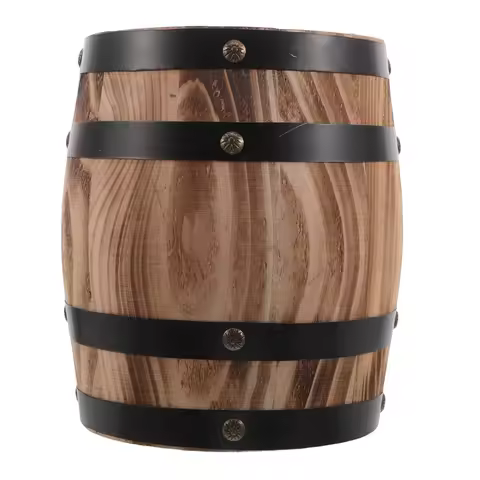 Vintage Wooden Piggy Bank Handcrafted Oak Barrel Money Saving Box Rustic Decorative Jar for Home Off