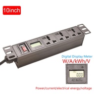 10inch Cabinet Rack Mount  PDU Power Strip with Switch AC digital display meter W/A/kWh/V Universal 