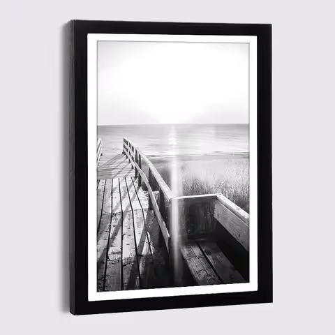 Nordic Family Photo Frame Wall Wooden Bridge Canvas Poster and Prints 9x13 21x30 Black Wood Frame Lu