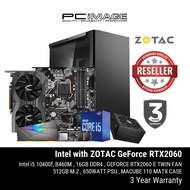 ZOTAC RTX2060 Intel Set (I5-10400F/B460M MB/GeForce RTX2060 E Twin Fan/16GB/512GB M.2/650W PSU/Macube Case)