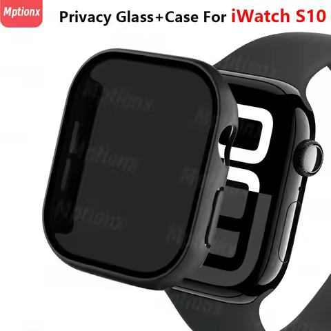 Privacy Glass+Case For Apple Watch 10 46mm 42mm Tempered Anti-Peeping Screen Protector Cover For iWa