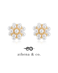 Athena &amp; Co. 18k Gold Plated Zoe Baby's Breath Pearl Stud Earrings - Petit, 925 Silver Post