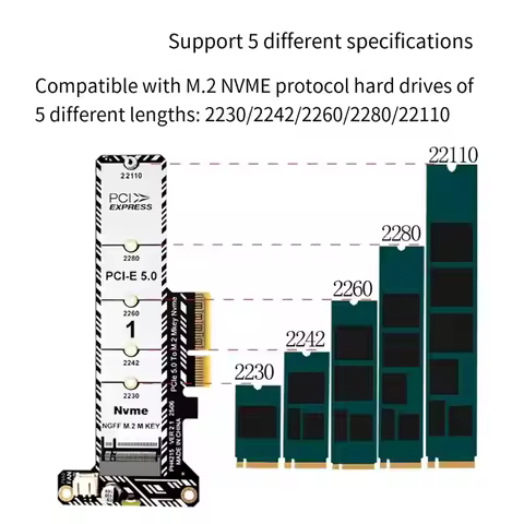 A40I M.2 NVMe SSD to PCIe X4 Adapter Expansion Card for 2230 2242 2260 2280 22110 SSD PCIe 5.0 PH421