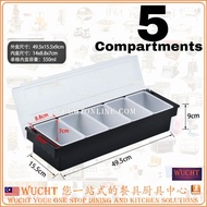 【WUCHT】Plastic Insert  BAR Condiment Holder 5 Compartment / Bar 5 Compartment Condiment Holder (each 0.55Liter / 18.6oz)