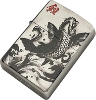 日本圖案 ZBT-3-286B / ZA-3-286B 銀色古董 上升鯉魚 防風打火機 | ZIPPO 指定授權經銷商 | 美國製造 | 收藏