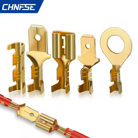 50 Pcs/Lot 2.8/4.8/6.3mm OT m3 m4 m5 m6 Female and Male Crimp Terminal Connector Gold Car Speaker El