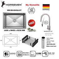 Horsemen HM-SB-6045A-ST Single Bowl Kitchen Sink Stainless Steel SUS 304 Handmade Undermount Zenros