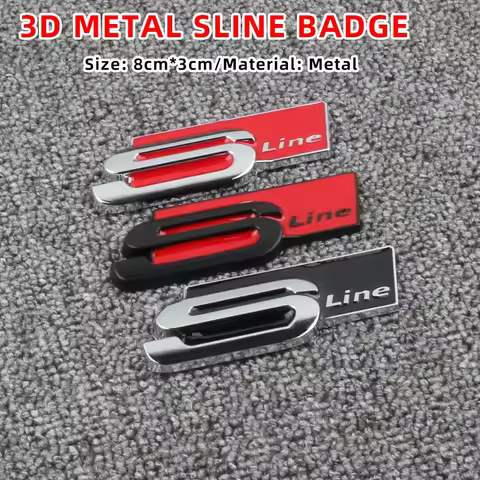 3D Metal Sline S LINE Side Fender Badge Emblem Sticker Decals for Audi Sline A1 A3 A4 A5 A6 A7 A8 Q3